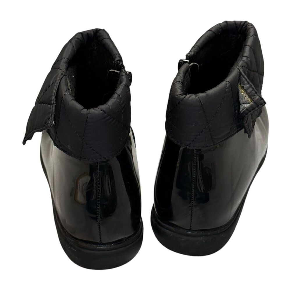 Appleseed's Womens 8M Bootie Shoes Black Patent Leather Quilted Side Zip Boots - Picture 3 of 7